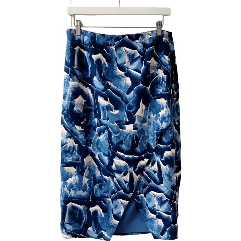 CHICO’S Black Label Skirt Pencil Surplice Women’s SIZE 00 Blue Lined